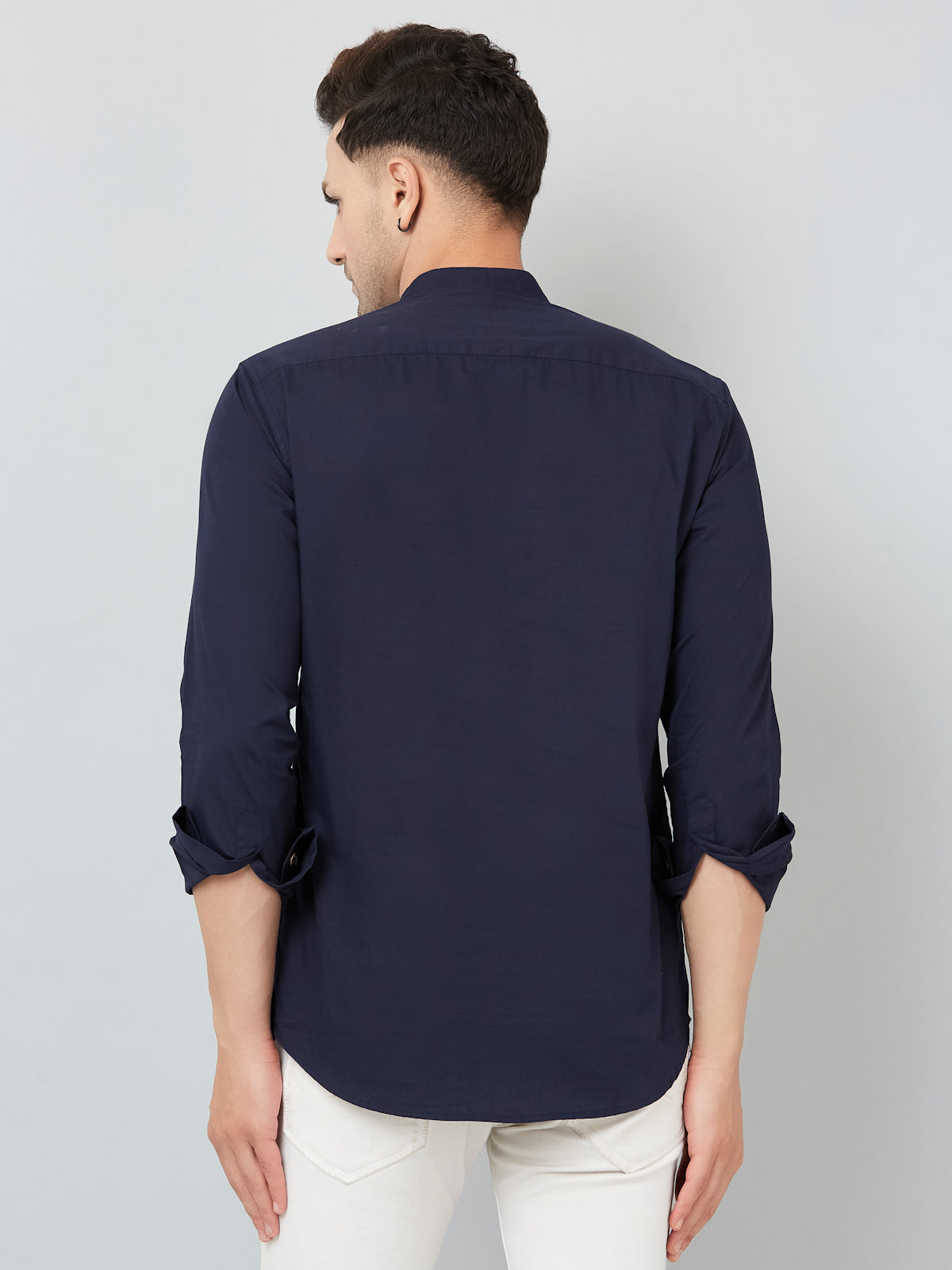 Louis Monarch Men Solid Navy Blue Pure Cotton Straight Short Kurta