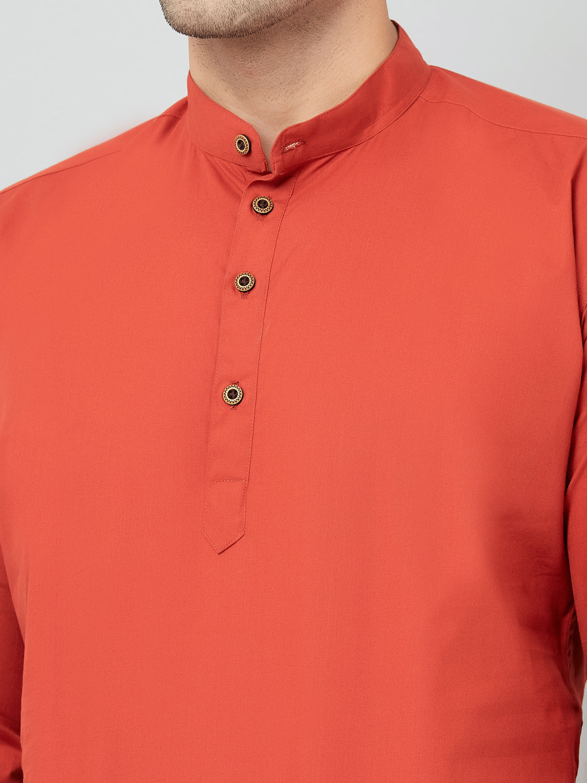 Louis Monarch Men Solid Orange Pure Cotton Straight Short Kurta