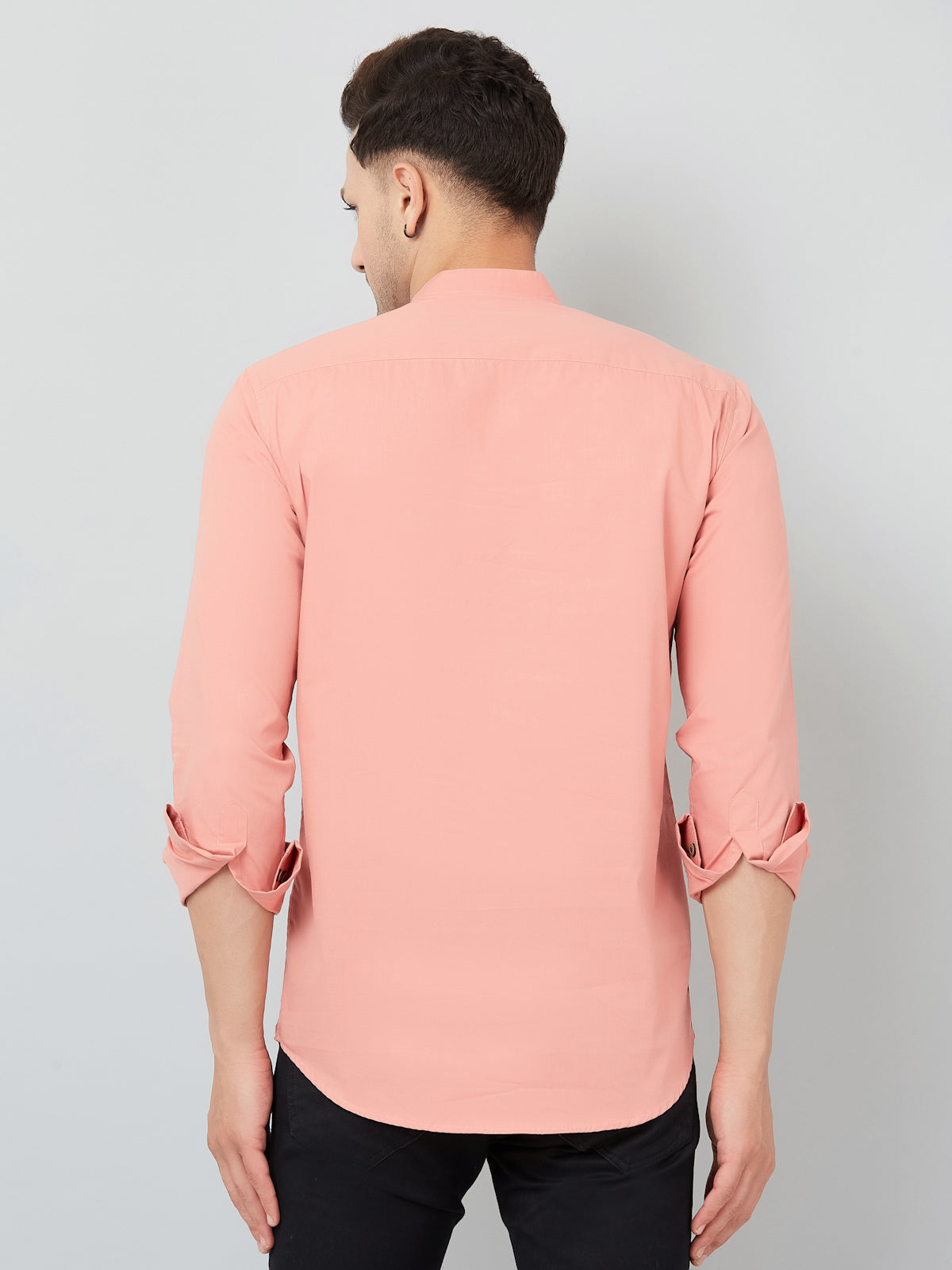 Louis Monarch Men Solid Peach Pure Cotton Straight Short Kurta