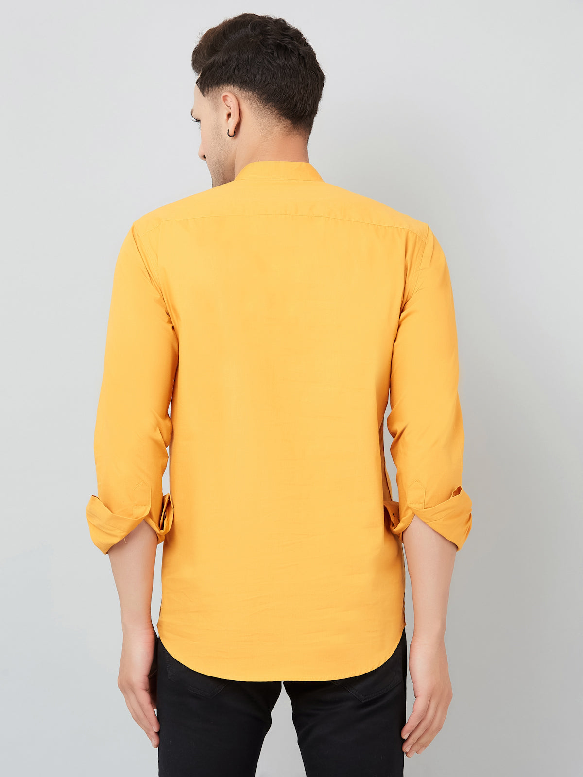 Louis Monarch Men Solid Yellow Pure Cotton Straight Short Kurta